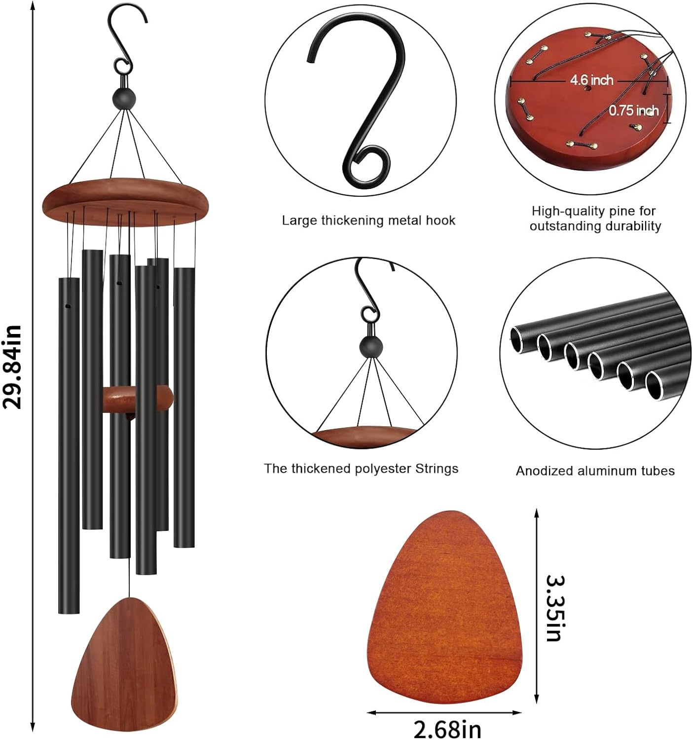 28-дюймовые уличные ветряные к – обзор и цена Wind Chime Tubular